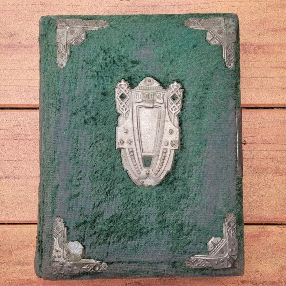 Antique FRENCH 1800s 1900s Photo Album Victorian Velvet Embossed WITH Pictures